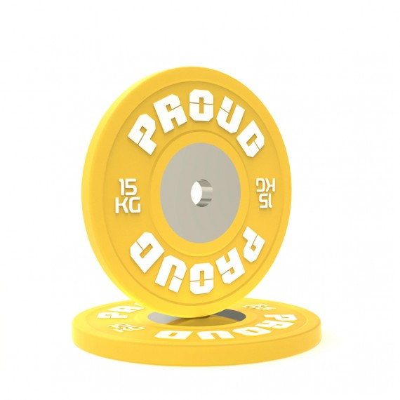 PROMO - OBCIĄŻENIE OLIMPIJSKIE BUMPER COMPETITION COLOR 5-25KG + GRYF WEIGHTLIFTING 20KG PROUD