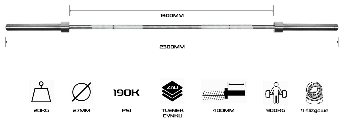 GRYF OLIMPIJSKI TRENINGOWY DEADLIFT BAR PROUD