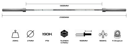 GRYF OLIMPIJSKI TRENINGOWY DEADLIFT BAR PROUD
